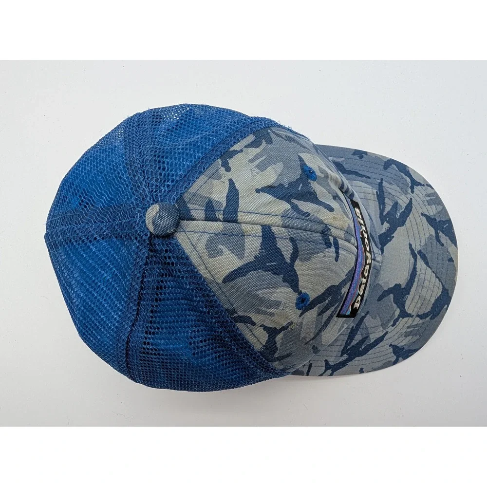 Patagonia Blue Camo Trucker Hat P-6 Logo Mesh Snapback Cap